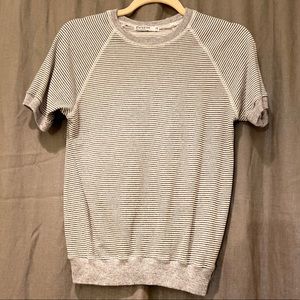 Stateside Gray/White Stripe Short Sleeve Top